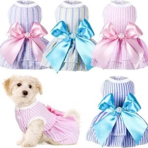 4 Pieces Dog Dresses for Small Medium Dogs Puppy Clothes Summer Princess Pet Dresses Girl Female Doggie Tutu Skirt Apparel for Chihuahua Yorkies Pup Cat Outfit(X-Small)