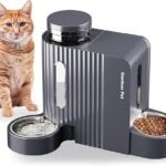 Automatic Gravity Cat Food Feeder and Water Dispenser Stainless Steel Two-in-One Set Large Capacity Dispenser for Pets Dogs, Puppies, Kittens, Rabbits