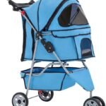 BestPet New Pet Stroller Cat Dog Cage 3 Wheels Stroller Travel Folding Carrier T13