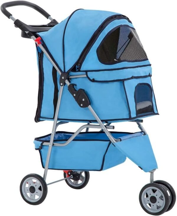 BestPet New Pet Stroller Cat Dog Cage 3 Wheels Stroller Travel Folding Carrier T13