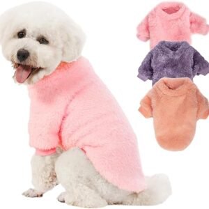 Dog Sweater, 3 Pack Dog Sweaters for Small Dogs, Dog Clothes for Small Dogs Girl Boy, Ultra Soft and Warm Puppy Sweater Dog Coat for Winter Christmas (X-Small, Pink+Purple+Peach)