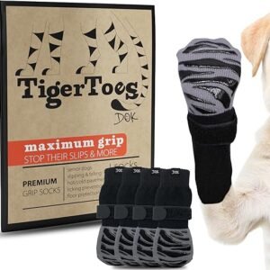 DOK TigerToes Premium Non-Slip Dog Socks for Hardwood Floors - Extra-Thick Grip That Works Even When Twisted - Prevents Licking, Slipping, and Great for Dog Paw Protection -...