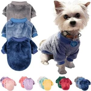 **Keep Your Pup Cozy: FabriCastle Dog Sweaters Pack (2 or 3) - Ultra Soft, Warm Flannel for Small Dogs & Cats - Stylish Grey, Blue, Dark Blue - Perfect for Chilly Weather!**