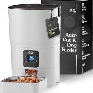 Smart Automatic Cat Feeder - 6-L Reliable Automatic Cat Food Dispenser with Display LCD Screen for Easy Set Up -Portion Control Automatic Dog Feeder - Desiccant Bag Keeps Dry...