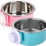 Stainless Steel Removable Pet Food Bowl, Anti-overturn Water Feeder Container, Suitable for Small Dog/Cat/Rabbit, 2 Set of Crate Bowls, Easy to Install and Clean